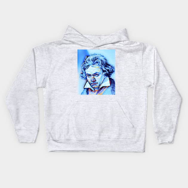 Ludwig van Beethoven Portrait | Ludwig van Beethoven Artwork | Ludwig van Beethoven Painting 14 Kids Hoodie by JustLit